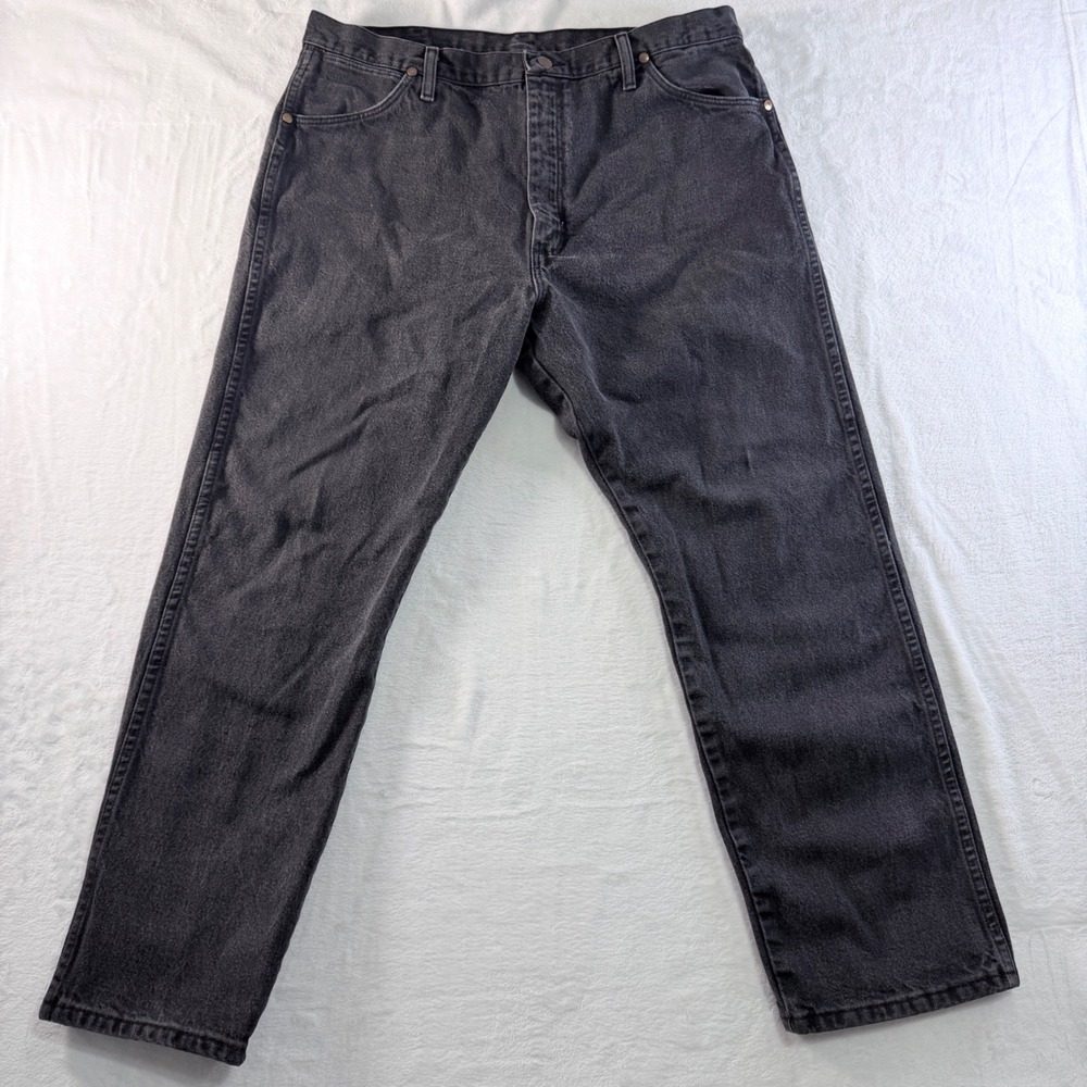 Wrangler Jeans Straight Leg Faded Black Denim 5-Pocket 38 x 30